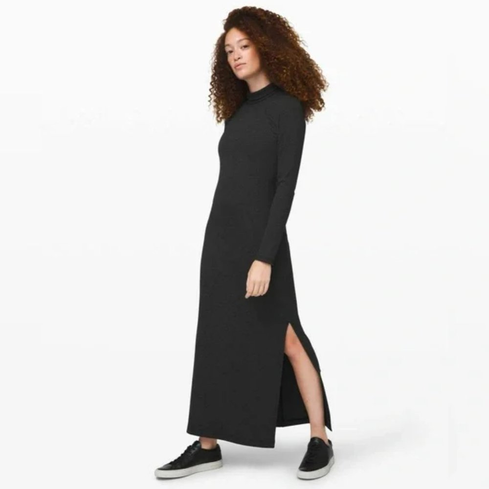 Lululemon Heathered Gray Kitsilano Turtleneck Rib Dress